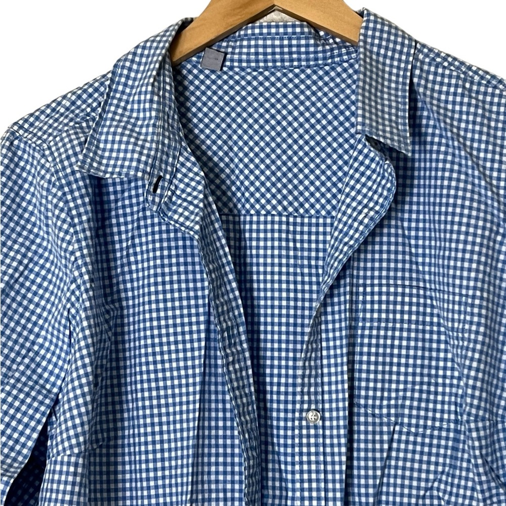 JCP | Blue/white checkered plaid cotton button down long sleeve shirt si… - Picture 4 of 12